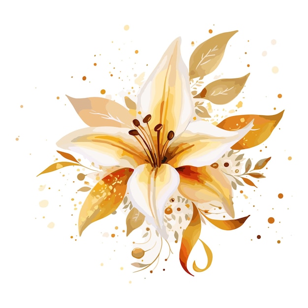 Watercolor floral with gold color