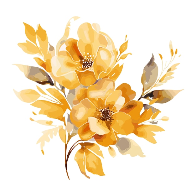 Watercolor floral with gold color