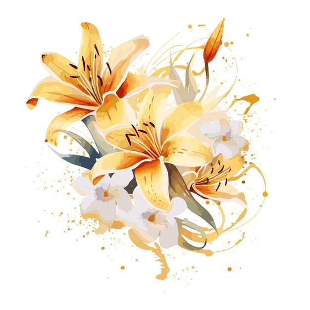 Watercolor floral with gold color