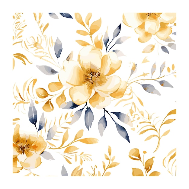 Watercolor floral with gold color