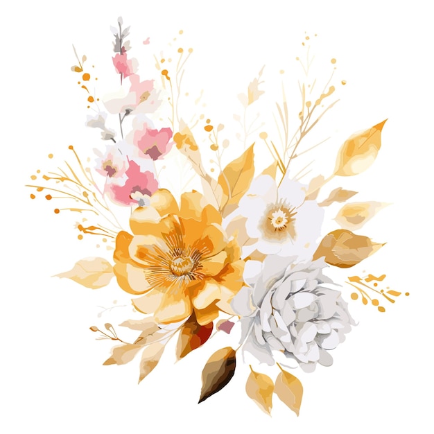 Watercolor floral with gold color