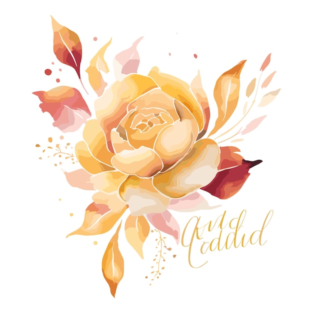 Watercolor floral with gold color