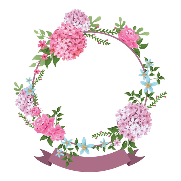 Watercolor Floral wreath round Wildflower dogwood flower frame in a watercolor style isolated