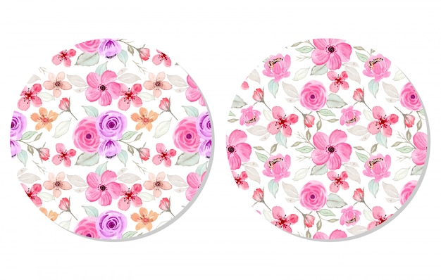 Vector watercolor floral wreath seamless pattern