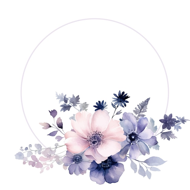 Watercolor floral wreath vector