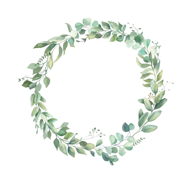 Watercolor floral  wreath.