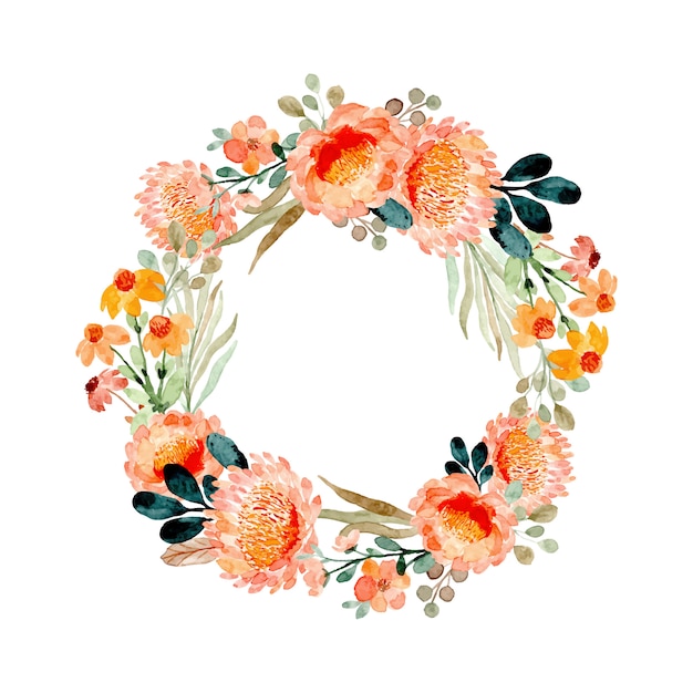 水彩花の花輪