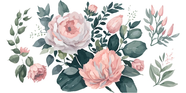 Watercolor Florals A Vector Set of Beautifully HandPainted Blooms