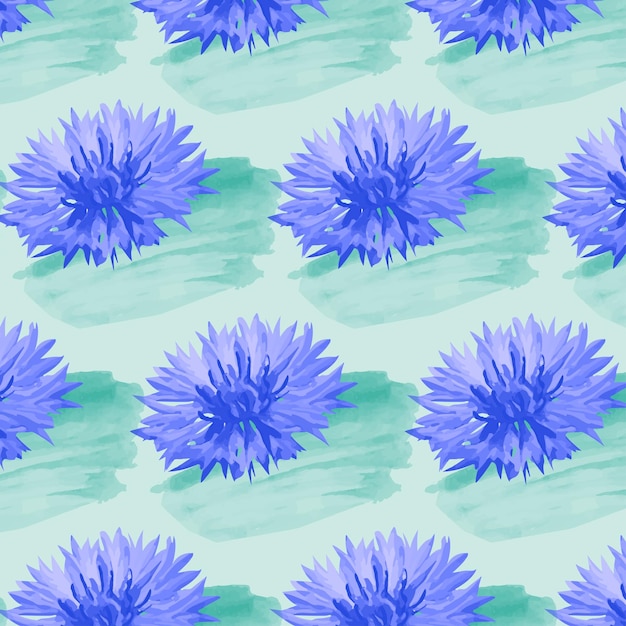 水彩花青いヤグルマギクのパターン