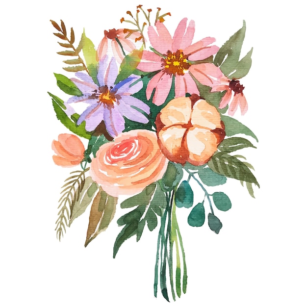 Vector watercolor flower bouqet background