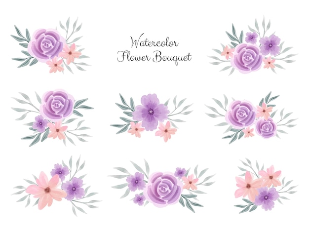 watercolor flower bouquet vector hand drawn illustration