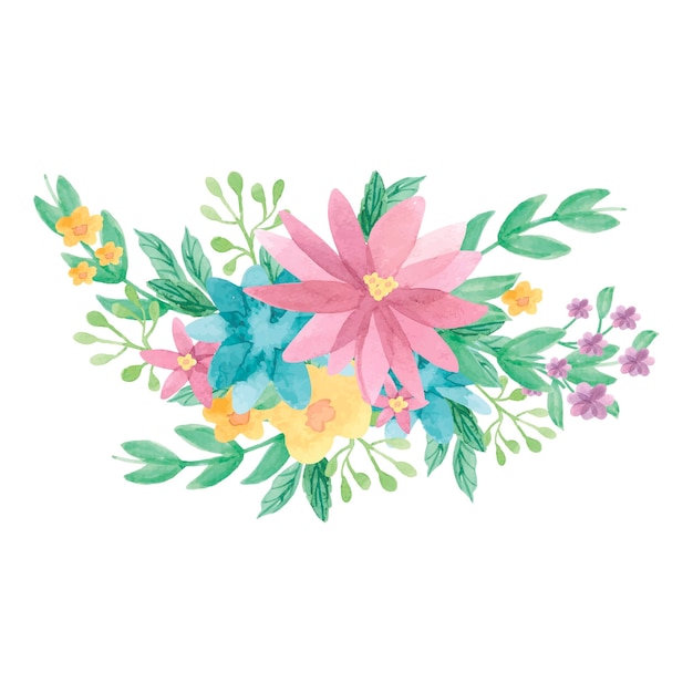 Watercolor flower branch composition Vector illustration