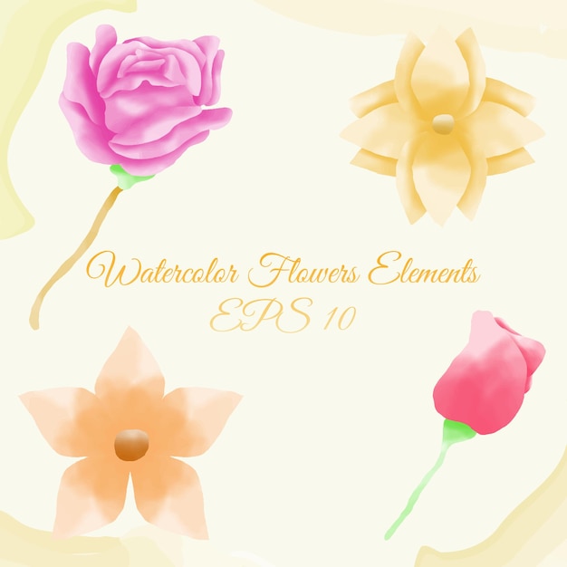 watercolor flower elements, suitable for graphic design, and others. eps 10