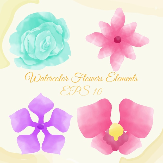 Watercolor flower elements, suitable for invitation, and others. eps 10