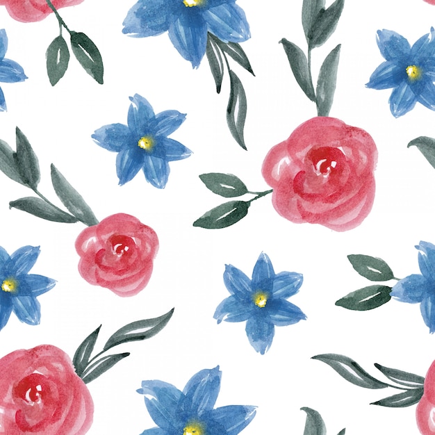 Watercolor Flower Floral Seamless Pattern Design