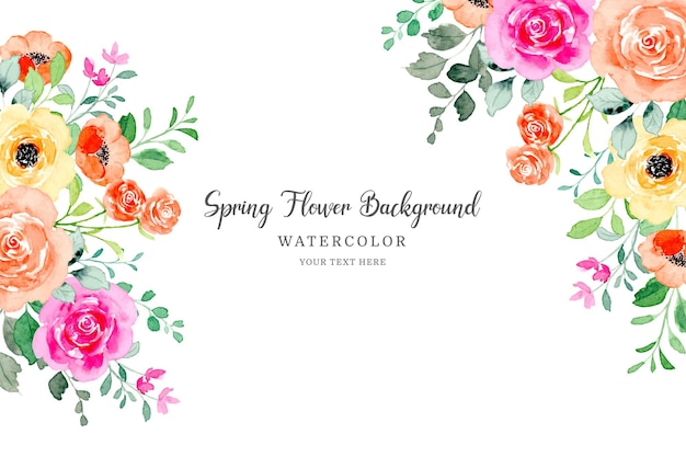 watercolor flower frame colorful rose flower background