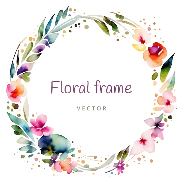 Watercolor flower frame floral vector illustration AI generated