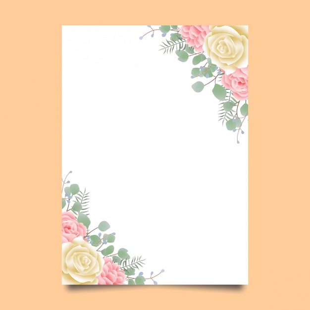 Watercolor flower frame with a plain white background