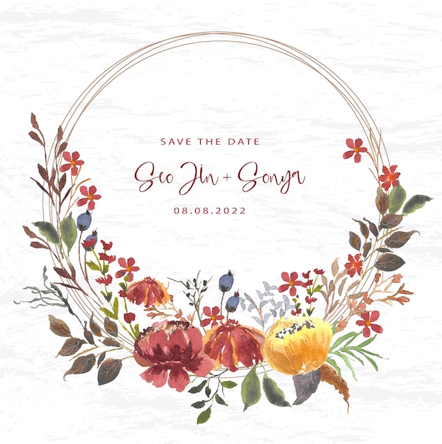 watercolor flower frame wreath