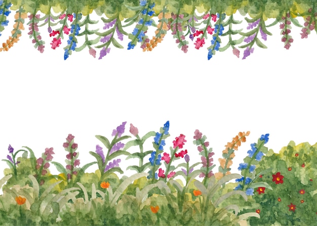 Vector watercolor flower garden background