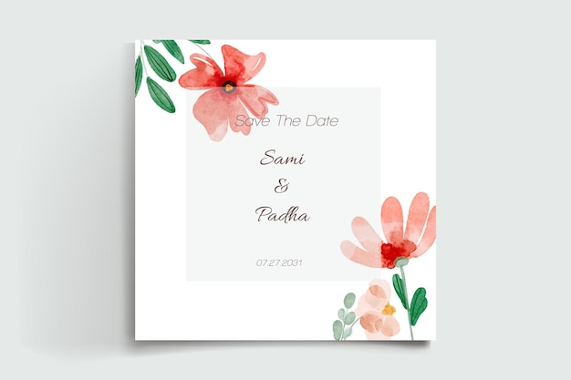 watercolor flower hand drawn spring wedding invitation