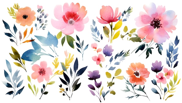 Vector watercolor flower illustration design