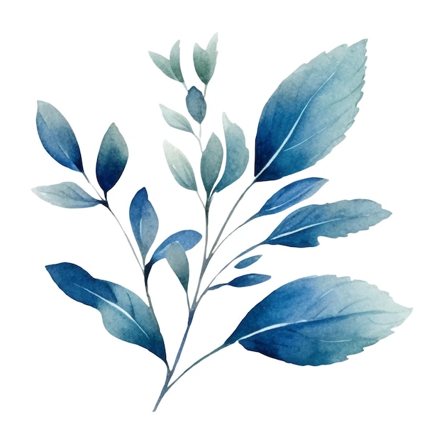 水彩花イラスト 青と緑の花のイラスト