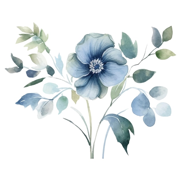 Watercolor flower illustration Illustration of a Blue and green Flower