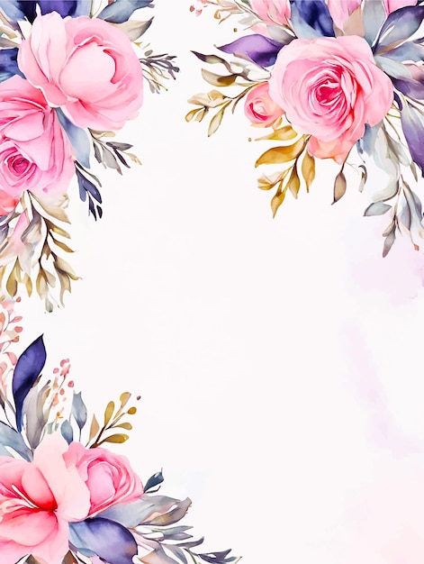 水彩の花の招待カード 背景