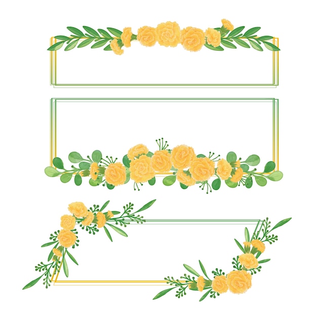 Cornice di fiori e foglie dell'acquerello foglie verdi clipart