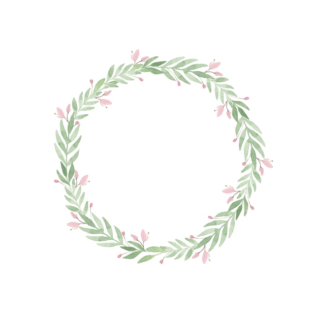 Vector watercolor flower and leaf wreath