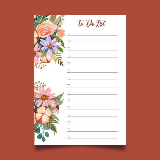 watercolor flower to to list template