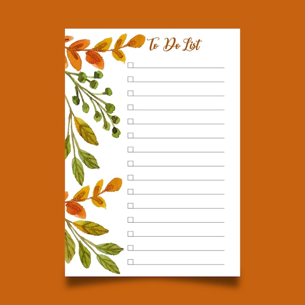 watercolor flower to do list template