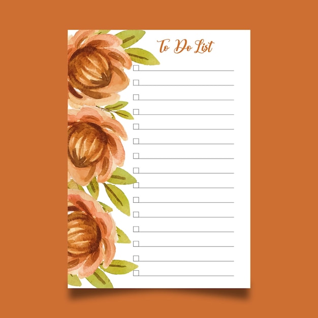 watercolor flower to do list template
