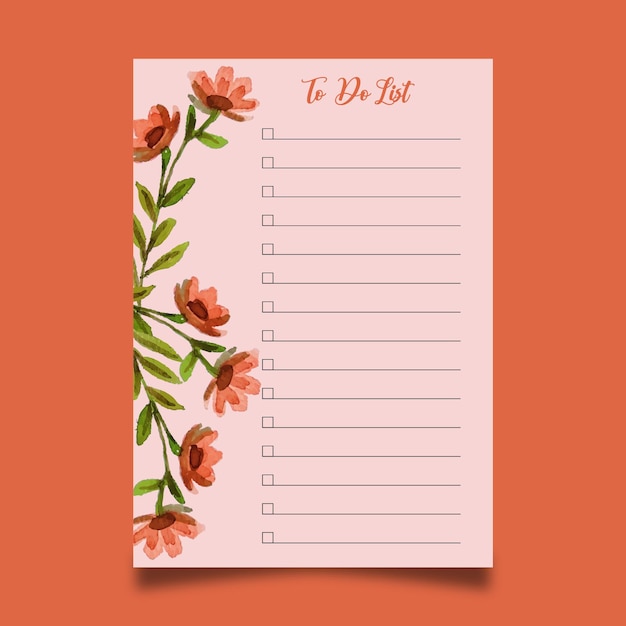 watercolor flower to do list template