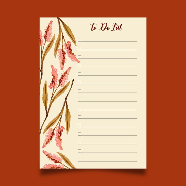 watercolor flower to do list template