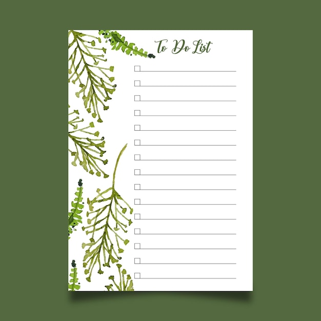 Watercolor flower to do list template