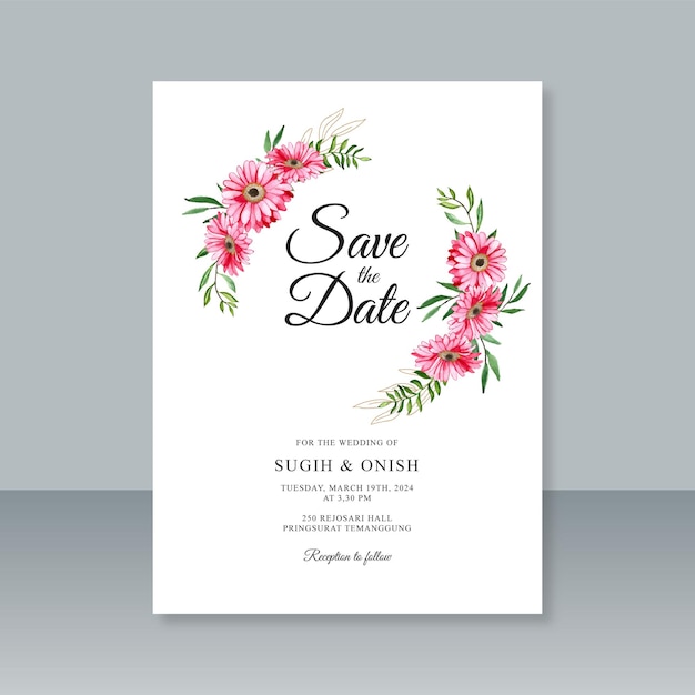 Watercolor flower painting for wedding card template