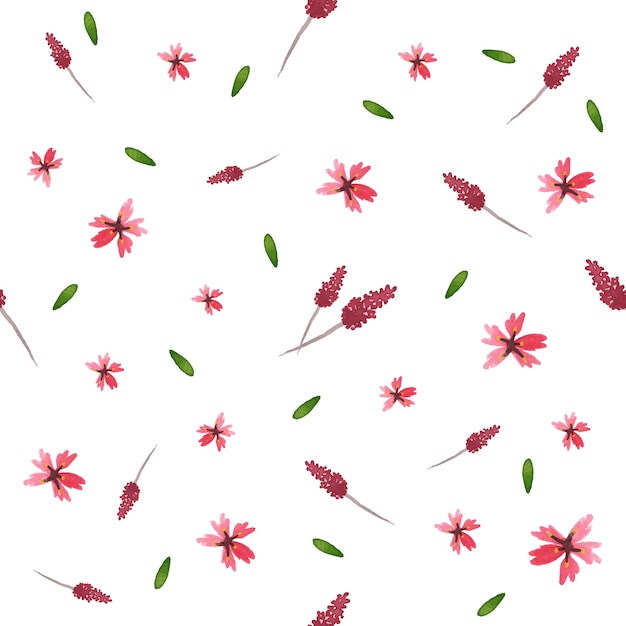 벡터 수채화 꽃 패턴 사쿠라와 라벤더