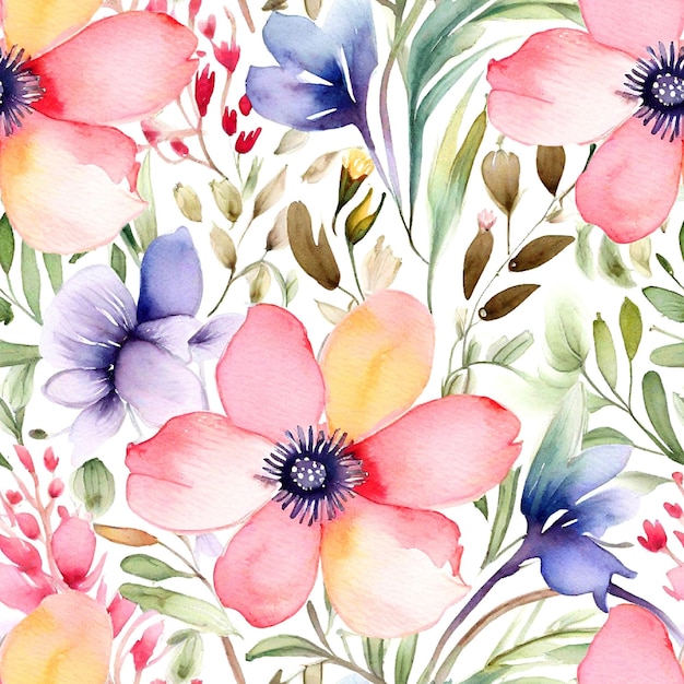 Vector watercolor flower pattern vector art graphics background