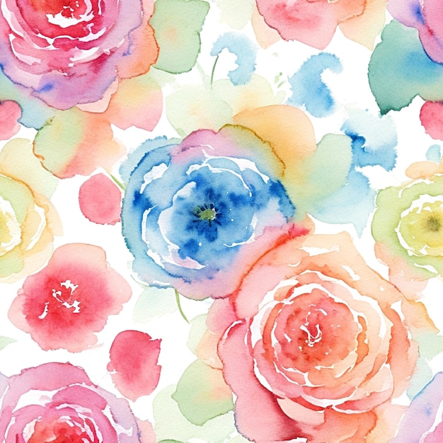 ベクトル 水彩の花のシームレスパターンデザイン