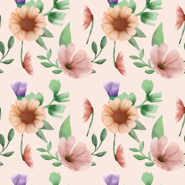 Vector watercolor flower seamless pattern