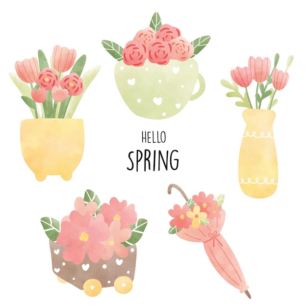 Watercolor flower spring vector illustration