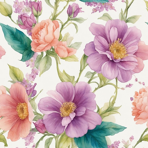 watercolor Flower sublimation seamless pattern