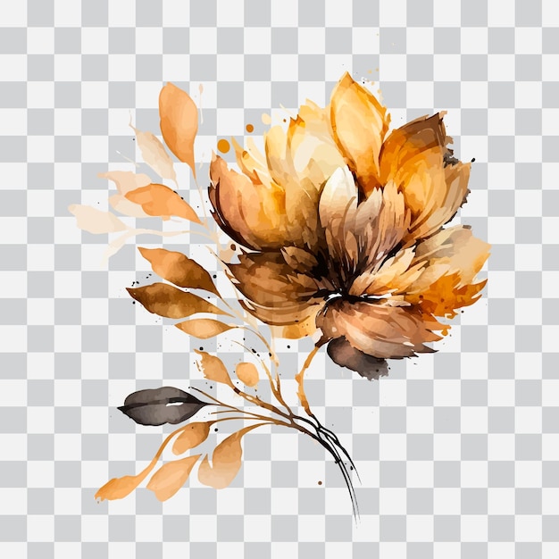 A watercolor flower on a transparent background.