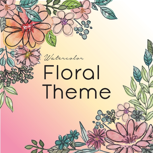 Vector watercolor flowers background