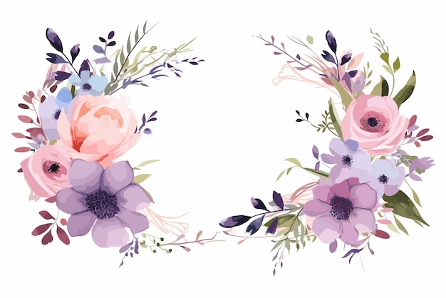 Watercolor flowers border for wedding