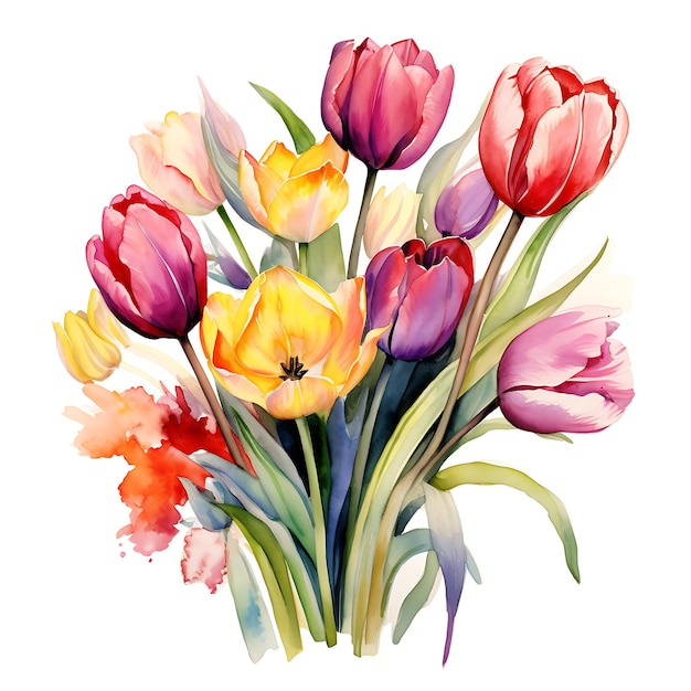 Watercolor flowers bouquet floral illustration