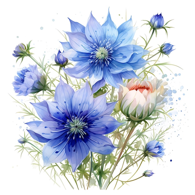 watercolor flowers bouquet floral illustration