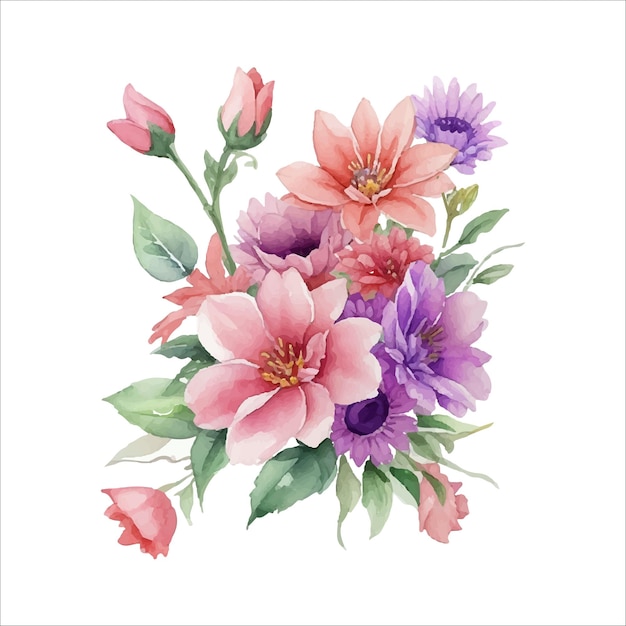 Watercolor flowers bouquet